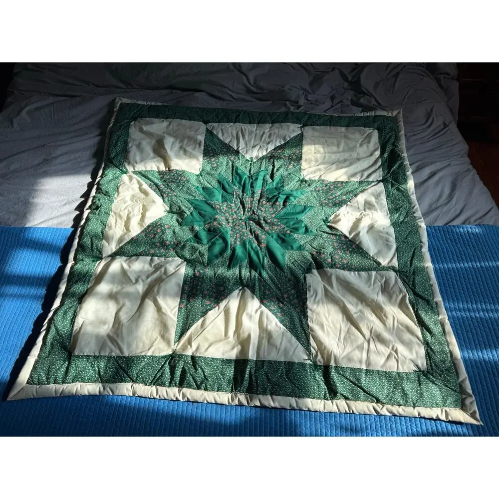 Vintage Lone Star Small Quilt Lap Throw Wall Hanging Hand Quilted